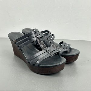 UGG Black Leather Wedges